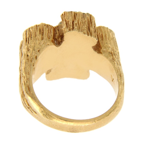 14k Yellow Gold White Diamonds Cobblestone Ring - Picture 4 of 5